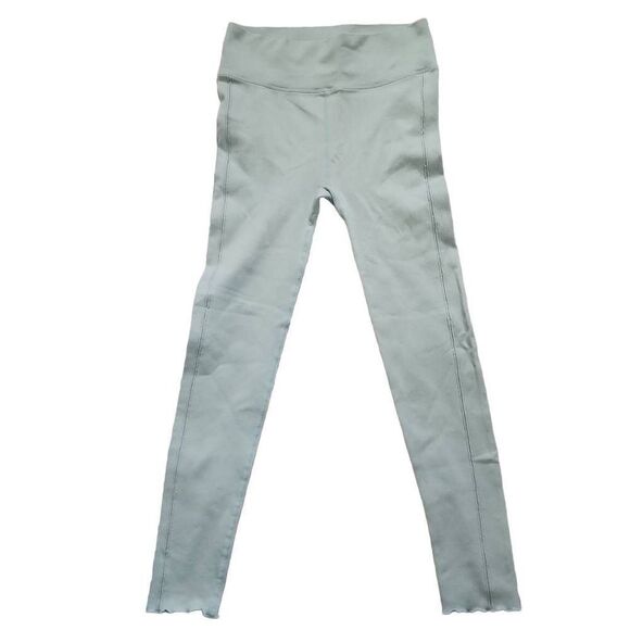RBX Ladies Light Blue Ribbed Ruffle Bottom Leggings - Size Medium - Picture 1 of 7